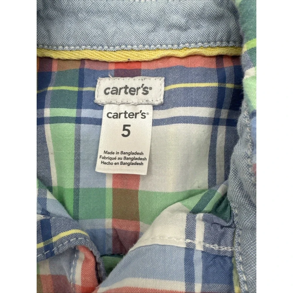 Carters 5 Pastel Button Down- Easter Style‎ Pastel Long Sleeve Boys